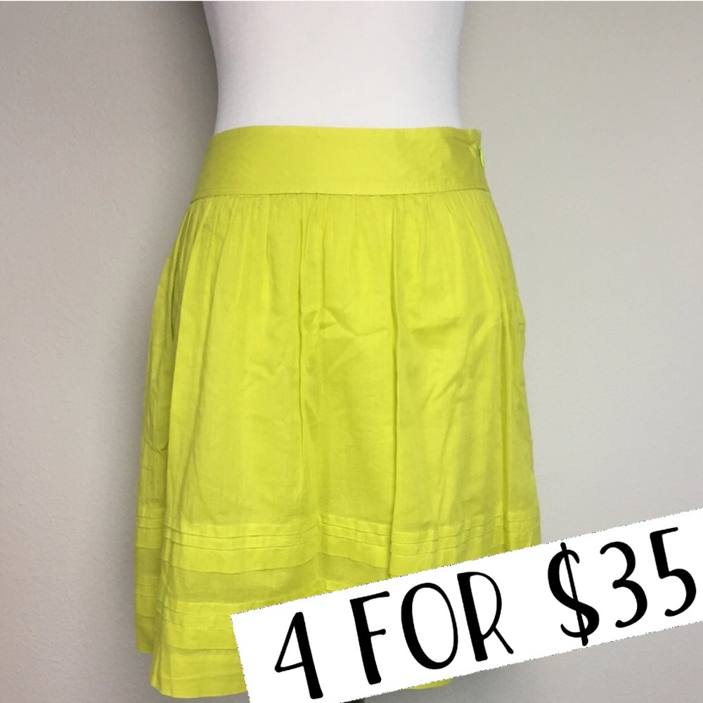 LOFT neon yellow cotton skirt size 0